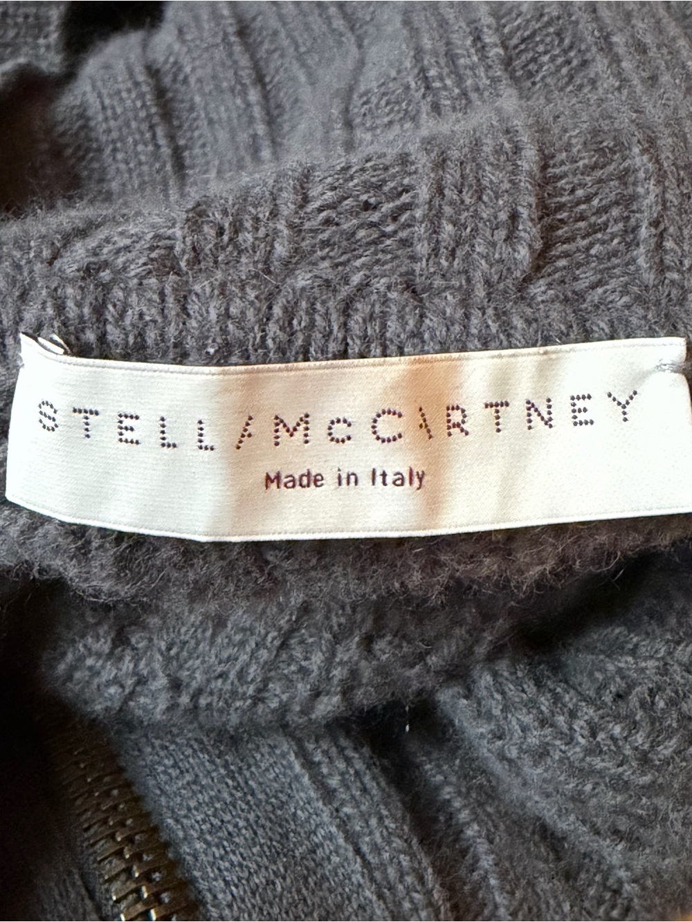 Stella McCartney Cashmere Blend Cable Knit Zip Sweater Jacket Italy Grey L/XL - Picture 2 of 8